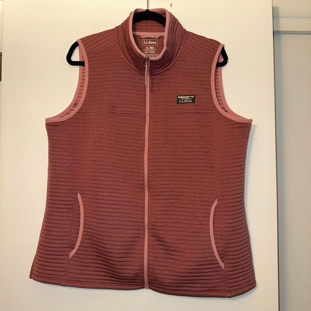L.L. Bean Women’s XL Mauve Blush Pink Airlight Full Zipper Vest Pockets EUC